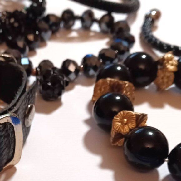 Vintage Goth Style Black Noir Bracelet bundle 7 pc Bundle - Picture 2 of 3